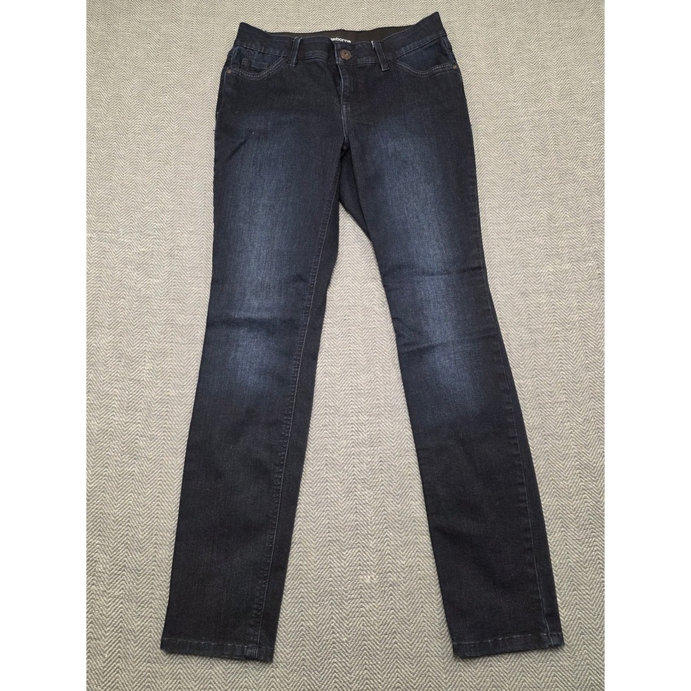 Liz Claiborne Sara Slim Leg Mid-Rise Dark Wash Jeans Women Size 2 Indigo Stretch